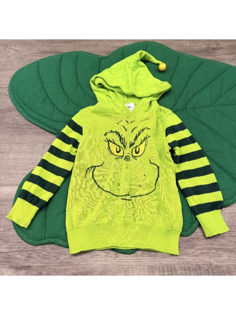 The Grinch Dr Seuss Toddler 3T Hooded Sweater Green Christmas